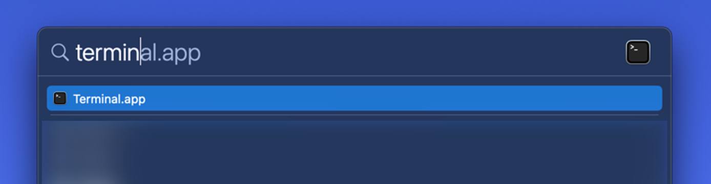 Using Spotlight to open the Terminal app Using Spotlight to open the Terminal app