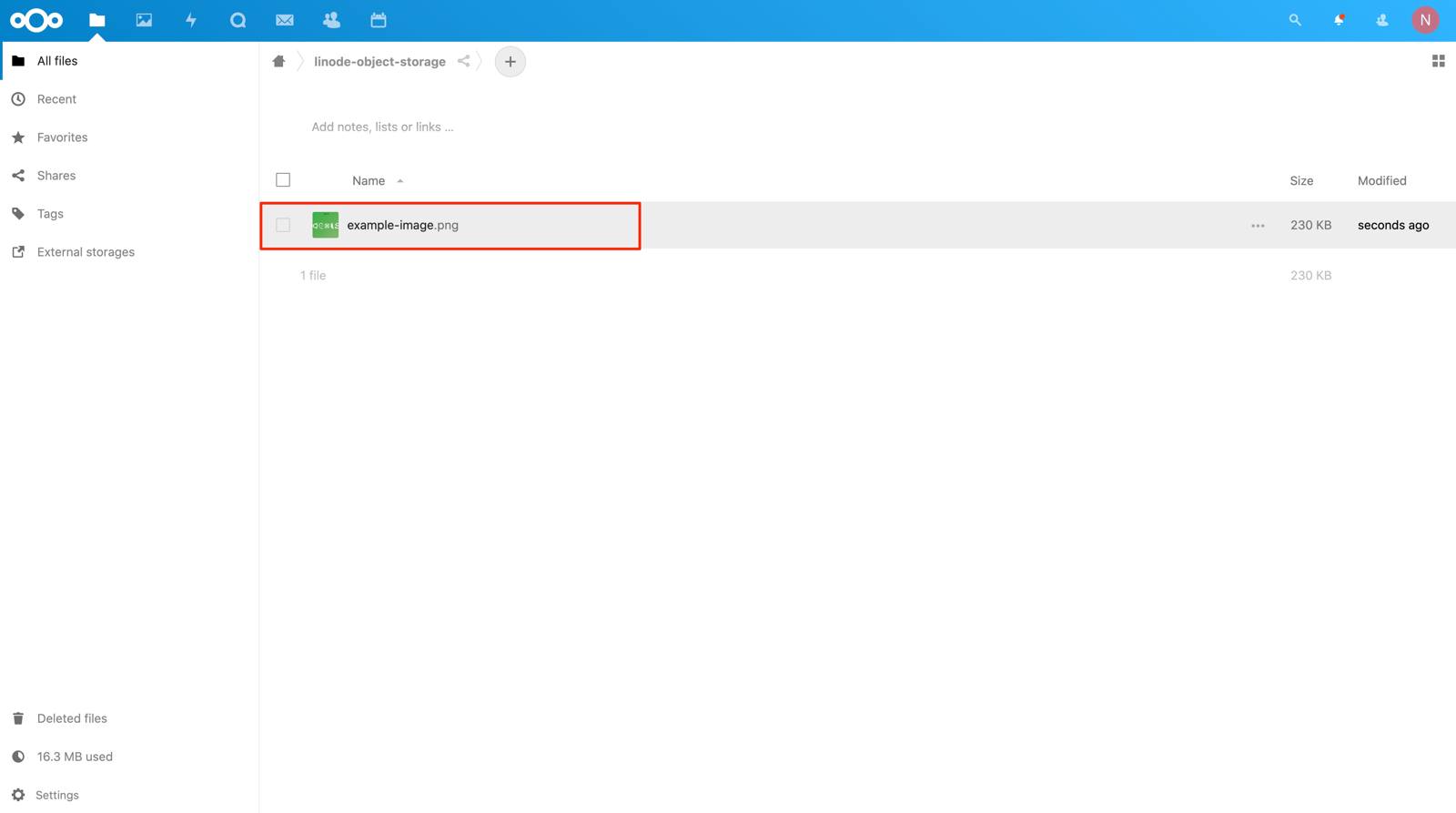 Your should see your uploaded file appear in the folder. Your should see your uploaded file appear in the folder.