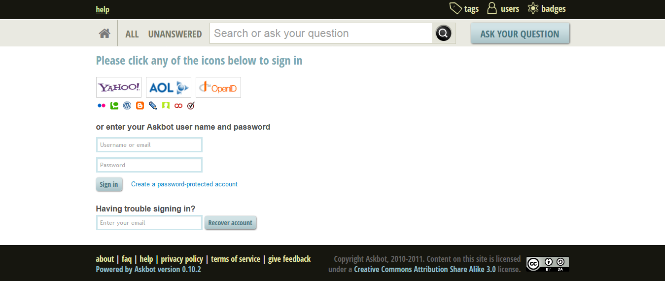 create an askbot admin account create an askbot admin account
