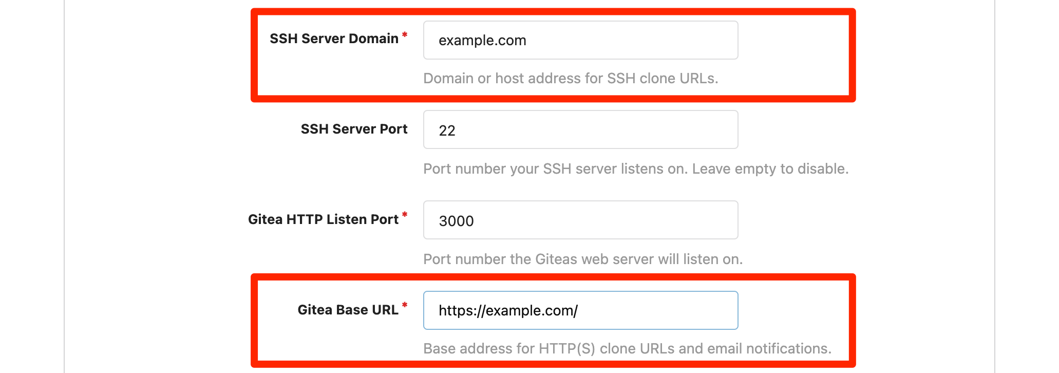 Gitea general settings Gitea general settings.