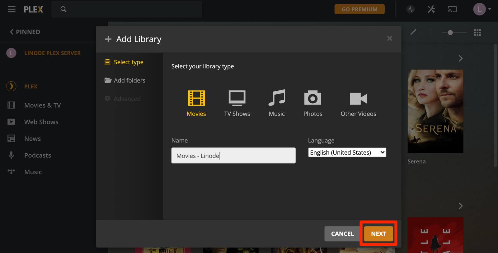 Set Media Library Type, Name, and Language. Set Media Library Type, Name, and Language