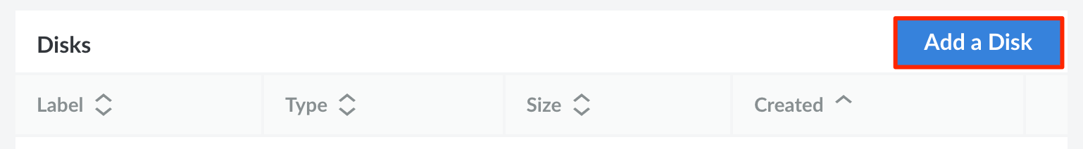 Screenshot of the Add a Disk button Screenshot of the Add a Disk button