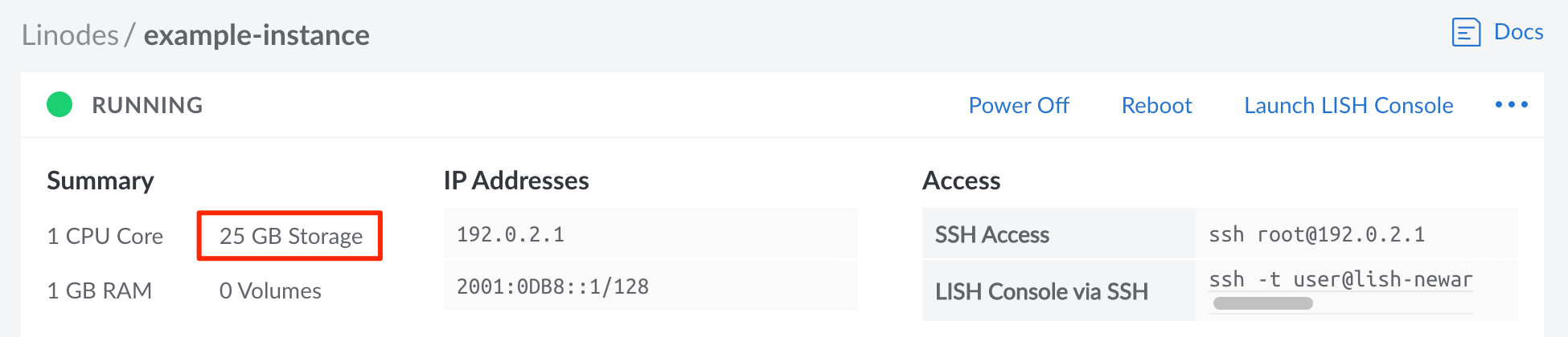 Screenshot of a Compute Instance’s total storage Screenshot of a Compute Instance’s total storage