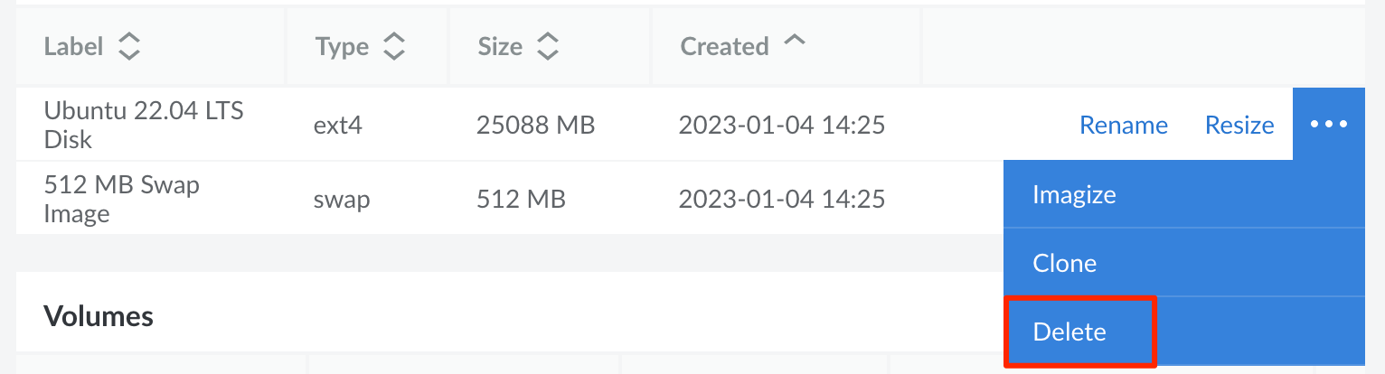 Screenshot of the Delete button Screenshot of the Delete button